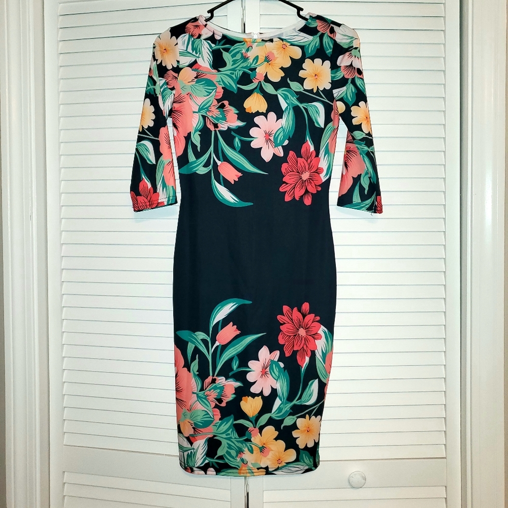 Navy Blue floral Bodycon dress